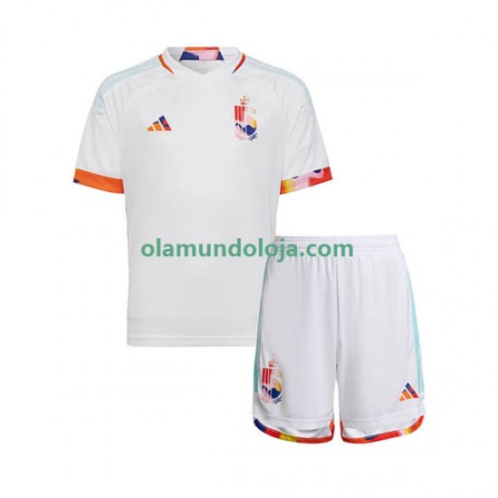 Camisola Bélgica Criança Equipamento Segundo Copa do Mundo 2022 Manga Curta